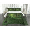 thumbnail image 3 of Ambesonne Nature Quilted Bedspread Set 3 Pcs, Tropical Jungle Trees, Queen Size, Green, 3 of 5