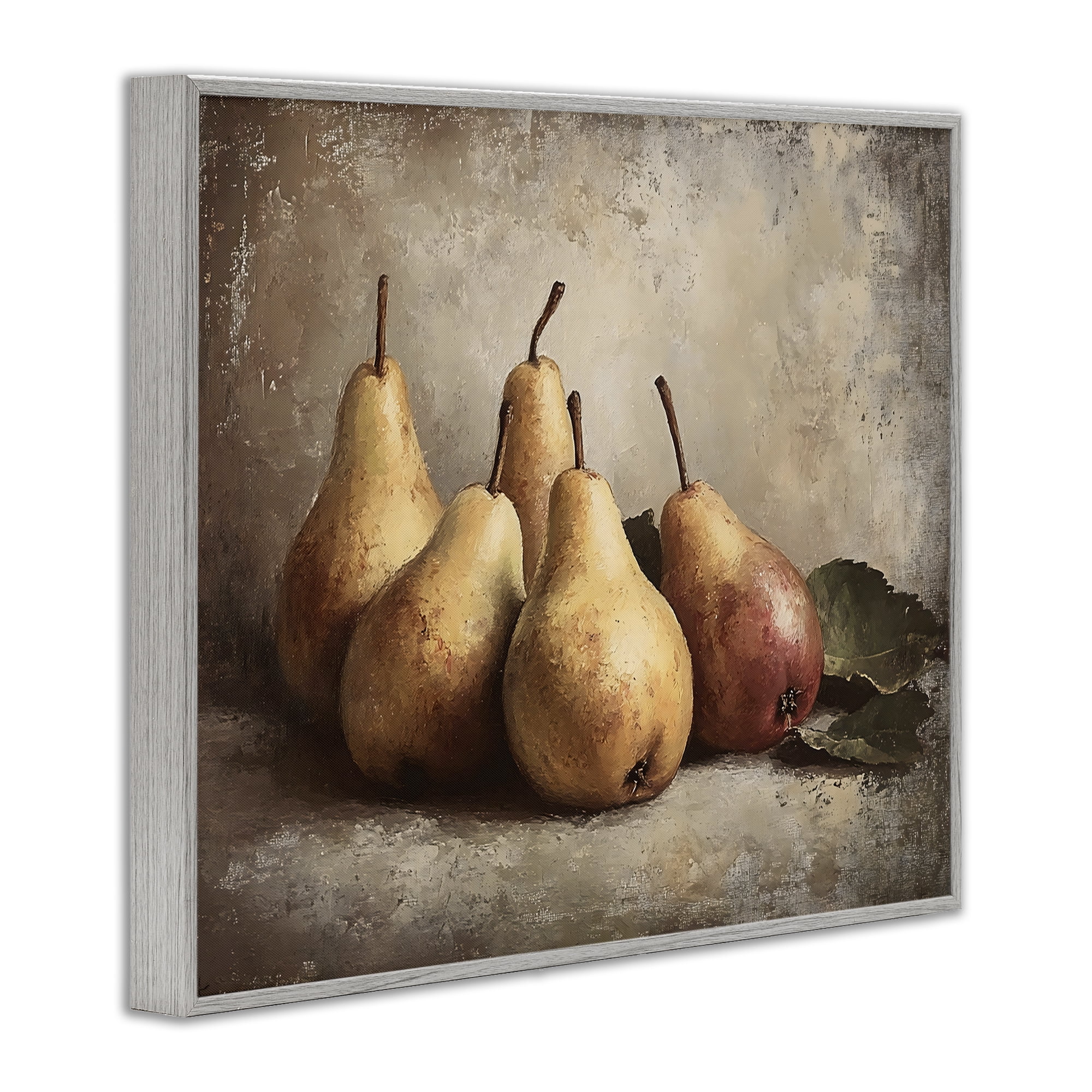 Stupell Industries Neutral Pear Still Life Gray Framed Giclee Art, design by Franklyn Gregory