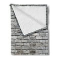 thumbnail image 2 of Grey Soft Flannel Fleece Throw Blanket, Image of an Aged Old and Rough Brick Wall Obsolete Concrete Structure with Ragged Surface, Cozy Plush for Indoor and Outdoor Use, 50" x 60", Grey, by Ambesonne, 2 of 5