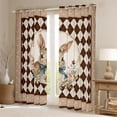 thumbnail image 2 of Erosebridal Happy Easter Rabbit Black Out Curtains for Kids, Brown Plaid Curtains Pack of 2 (42x63 Each), 2 of 6