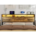 IKIFLY King Size Storage Headboard with LED Lights & Charging Station Industrial Metal and