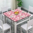 thumbnail image 2 of Square Fitted Elastic Edge Table Cloths, Valentines Heart Shaped Pink Love Polyester Table Cover, for Indoor Restaurant or Outdoor Patio Party Dining, Fit for 36" x 36"Square Table, 2 of 4