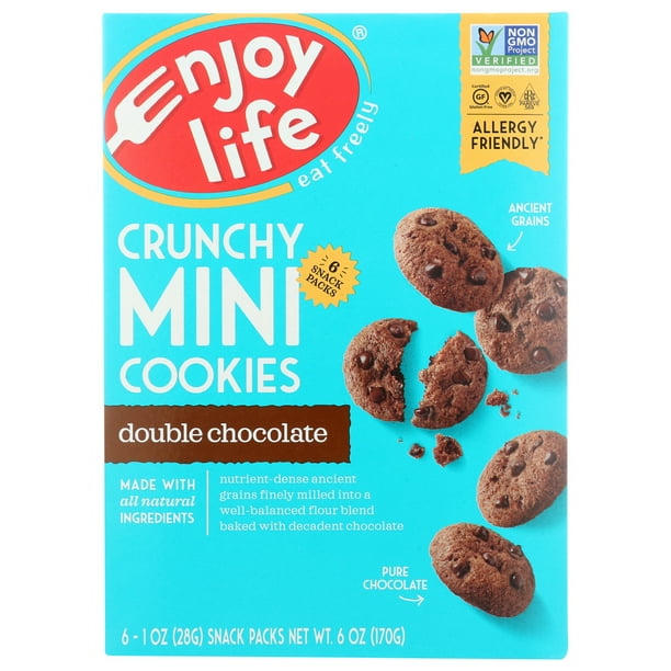 Enjoy Life Crunchy Mini Double Chocolate Cookies, Nut Free Cookies, 6