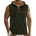 thumbnail image 3 of HappyYEE Men's Hooded Tank Tops Pullover Sleeveless Shirts with Drawstring Workout Gym Training Athletic Tank Top Green-a S, 3 of 9