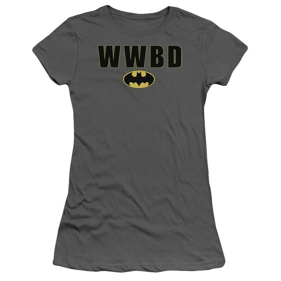 Batman - Wwbd Logo - Juniors Teen Girls Cap Sleeve Shirt - Large