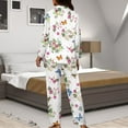thumbnail image 7 of Kuiaobaty Butterfly Flower Print Pajamas Set Women's Long Sleeve Sleepwear Set Pajamas Set Crewneck Tops T-Shirts and Pants 2 Pack Set Nightwear Soft Loungewear Full Length Pajamas, L, 7 of 7