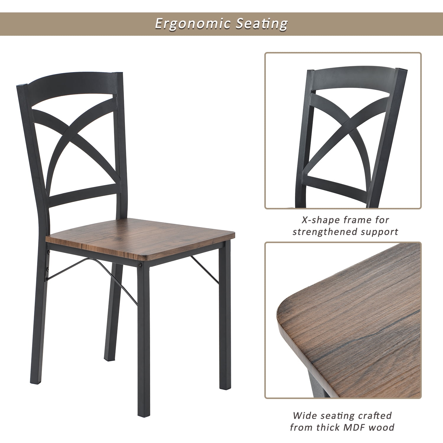 Resenkos Industrial Style 5 Piece Dining Table Set for Dining Room & Kitchen, 1 Table & 4 Chairs, Brown Resenkos Industrial Style 5 Piece Dining Table Set for Dining Room & Kitchen, 1 Table & 4 Chairs, Brown
