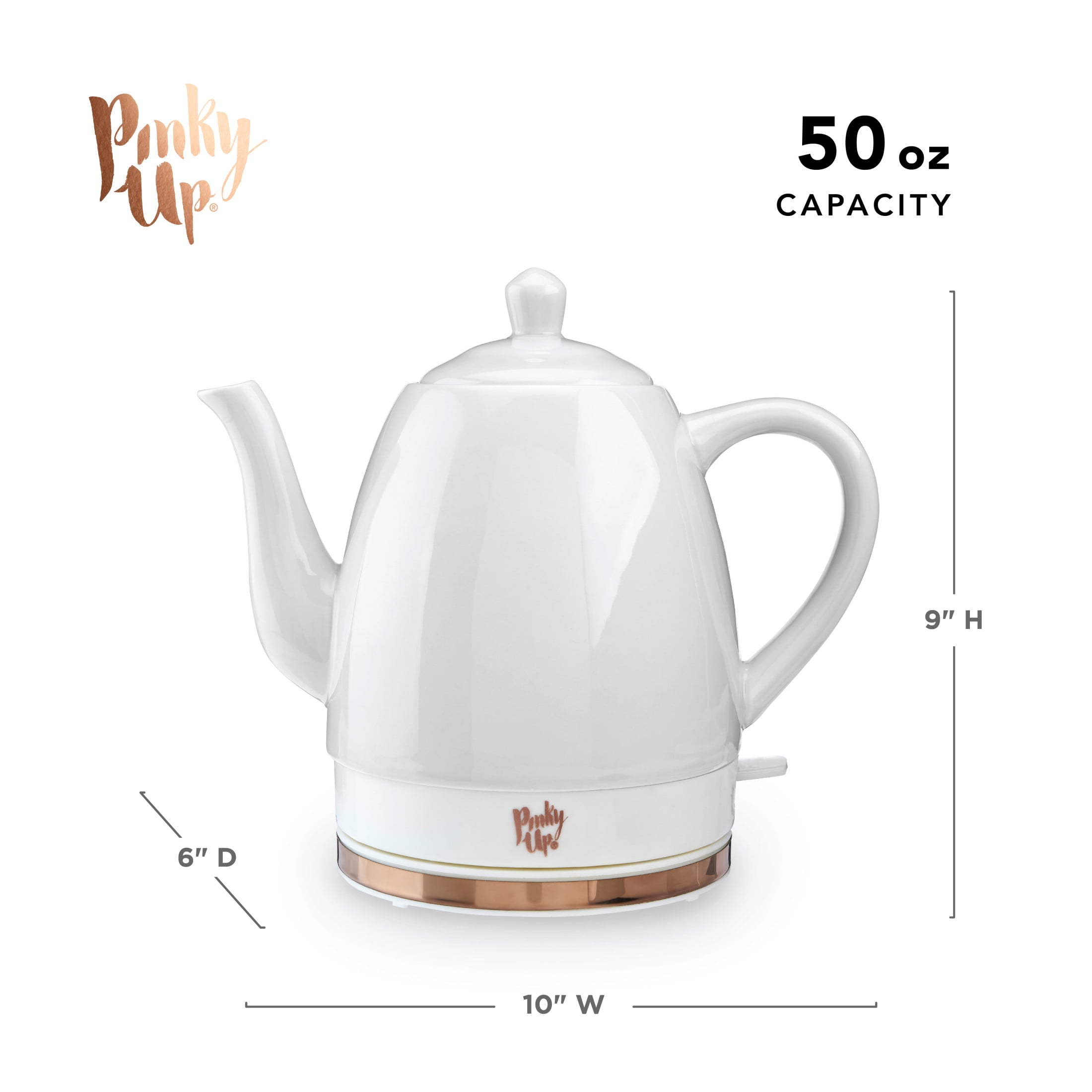 Pink Up Noelle Ceramic Electric Kettle for Hot Tea and Coffee, 1.5L, Gray