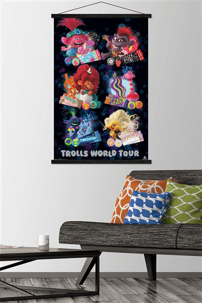 DreamWorks Trolls 2 - Grid Wall Poster with Wooden Magnetic Frame, 22.375" x 34"