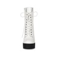 thumbnail image 6 of BLISSFUL STEP Women Platform Lace Up Chunky Heels Combat Boots White 8.5, 6 of 7