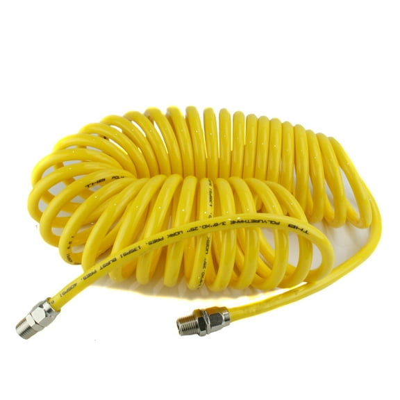 Premium 1/4" x 25' Air Compressor Coil Hose Spiral Polyurethane With Swivel End