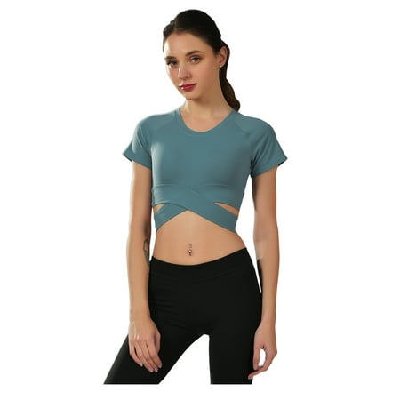Elite Athlete Sports Training - Summer Crop T-shirts Casual Stretch Women Gym Sport Training Yoga Tops Blouse US Support Gym Running Sofe Comfortale Activewear