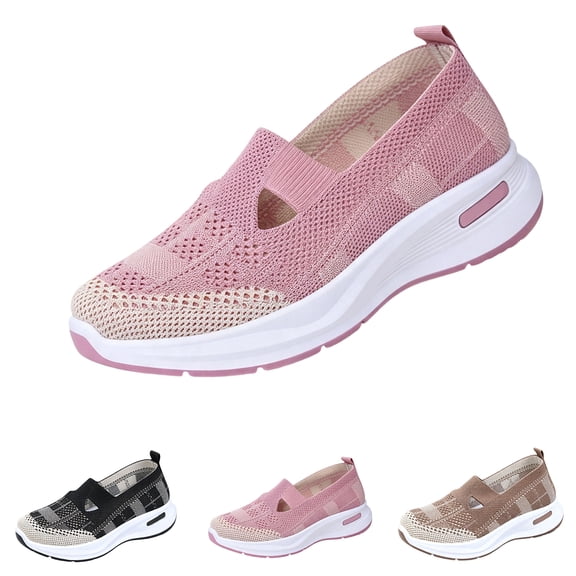 Dweltoz Orthopedic Shoes for Women Slip On Wide Width Walking Comfort Breathable Sneaker Non Slip Casual Fashion Arch Support Running Shoes,Coffee 5