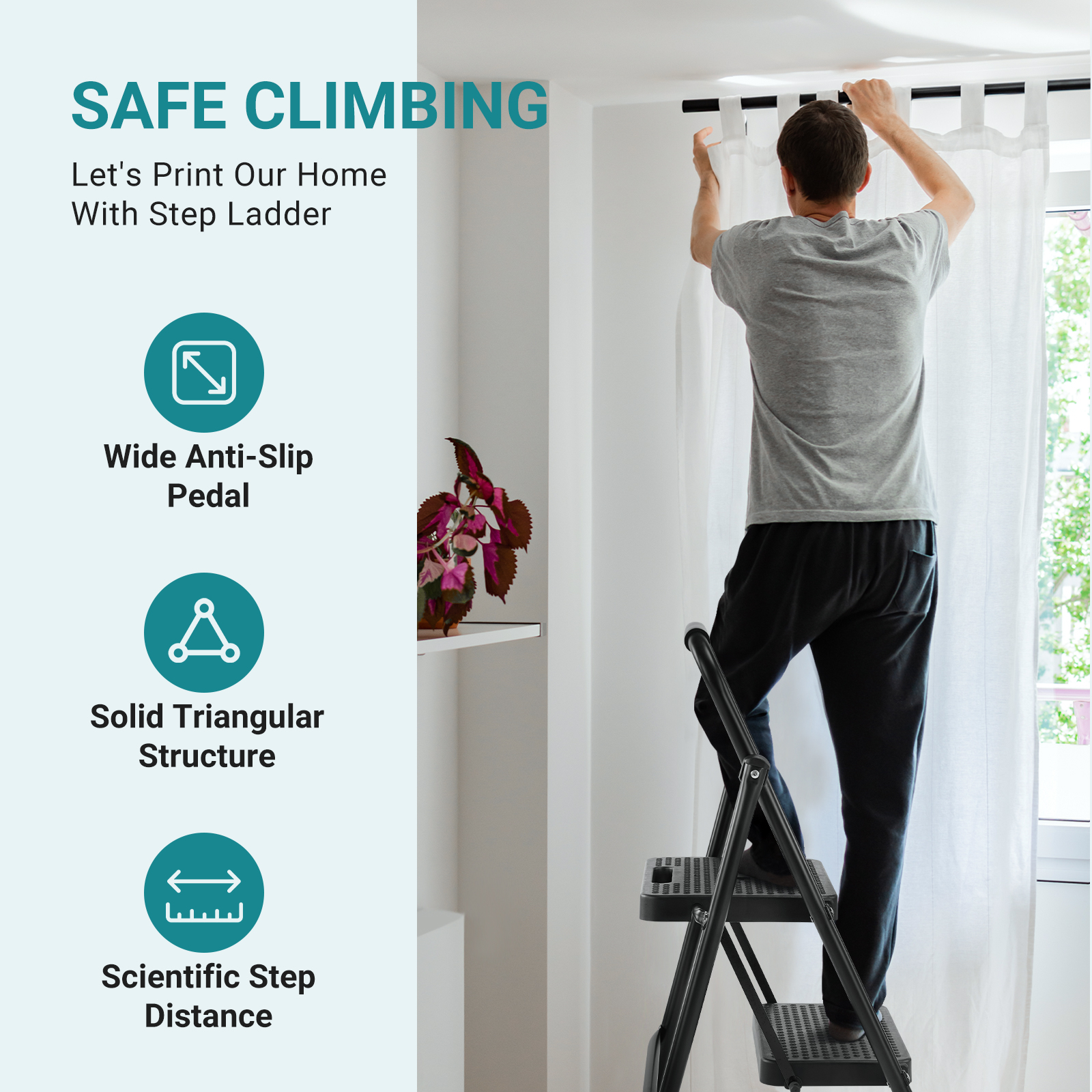 Concetta 2-Step Folding Ladder with Safety Lock, 330 lb Capacity photo 5