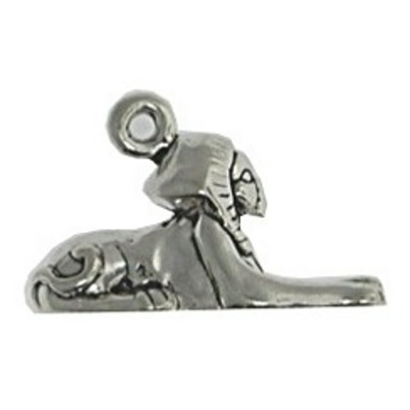 Sterling Silver 16" .8mm Box Chain 3D Egyptian Sphinx Pendant Necklace