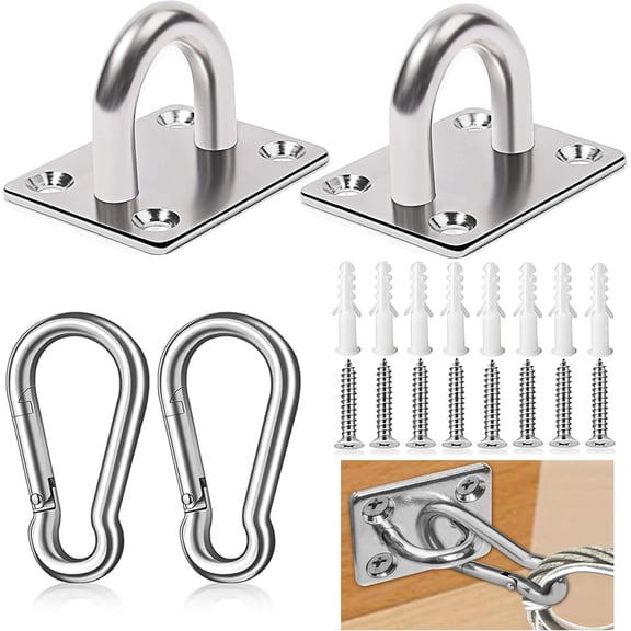 Dog Tie Out Mounted Wall Hook with Clip - Secure Dog Leash Parking Indoor&Outdoor, Stainless Steel Practical Lead Management for Small/Medium/Large Dogs Up to 500lbs (2pcs:Silver)