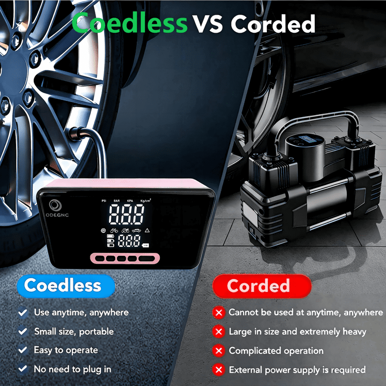 ODEGNC Cordless Tire Inflator, 160PSI Portable Air Compressor photo 4