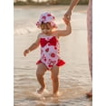 thumbnail image 4 of BemeyourBBs Toddler Baby Girl Swimsuit Infant Bathing Suit One-piece Swimsuits With Sun Hat Set Front Bow Rash Guard Spaghetti Strap Swimwear Summer Beach Wear, 4 of 9