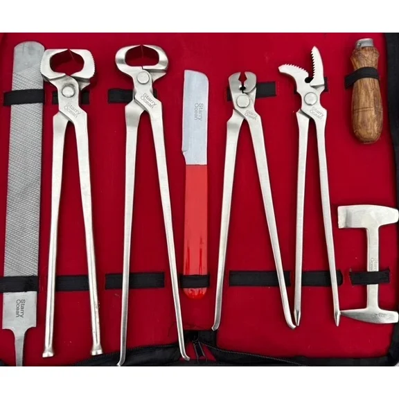 Heavy Duty Professional Farrier Tool Kit for Horse Hoof Care, Clincher, Nipper and Trimming Tools for Equestrian Use
