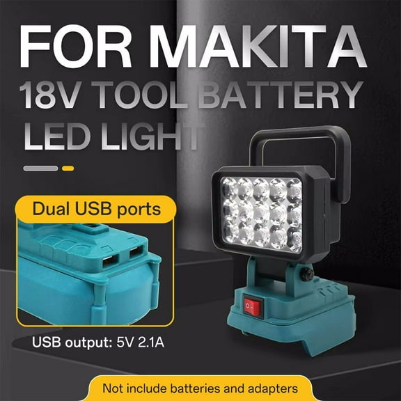 Work Lights for Makita 18V Li-ion Battery 15 LED Lamps With USB Charger Switch Cordless Emergency Flood Camping Flashlight