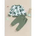 thumbnail image 5 of FEORJGP Toddler Boys Ireland Festival Outfits Infant Long Sleeve Sweatshirts Green Shamrock Print Pullover Crew Neck Tops and Drawstring Long Pants Newborn 2Pcs Loose Casual Clothes Set, 5 of 9