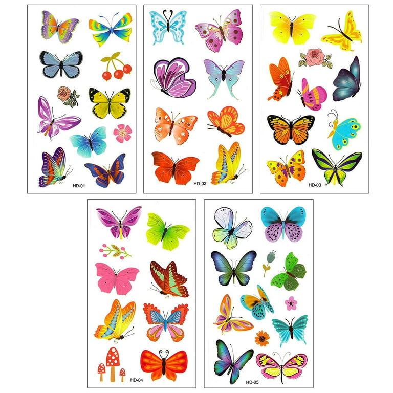 20 Sheets Butterflies Tattoos Waterproof Sticker Fake Butterfly