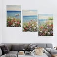 thumbnail image 4 of Nawypu Flowers Wall Art Modern Landscape Painting Floral Canvas Pictures for Bedroom Colorful Blossom Wildflowers Living Room Wall Décor 12''x16''X3 Panels, 4 of 4