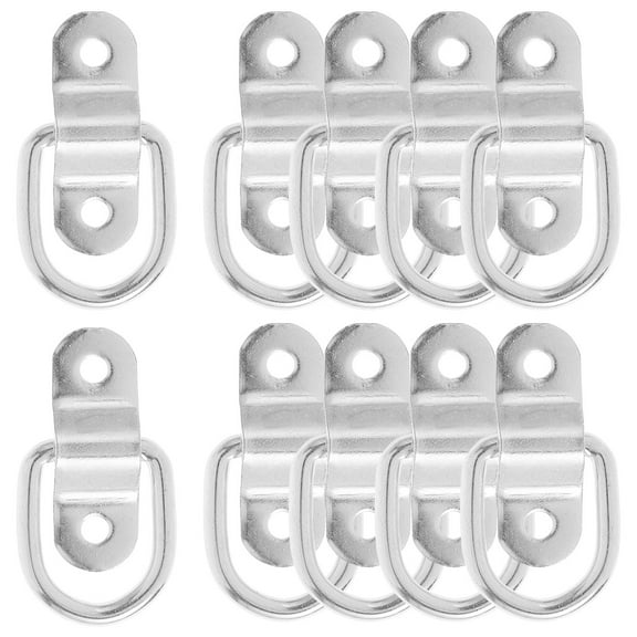 Fyeme 10Pcs D Ring Tie Down Anchor 1/4'' Steel D-Rings Trailer Tie Down Ring Universal Trailer Anchor Ring for Truck Kayak ATVs Camper Boat Trailer Silver