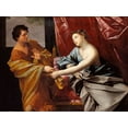 thumbnail image 2 of Reni, Guido 24x19 Black Ornate Wood Framed with Double Matting Museum Art Print Titled - Joseph and Potiphars Wife, 2 of 4