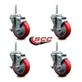 thumbnail image 2 of 4 Inch Red Poly Wheel Swivel 5/8 Inch Threaded Stem Caster Set with Brake, 2 of 2