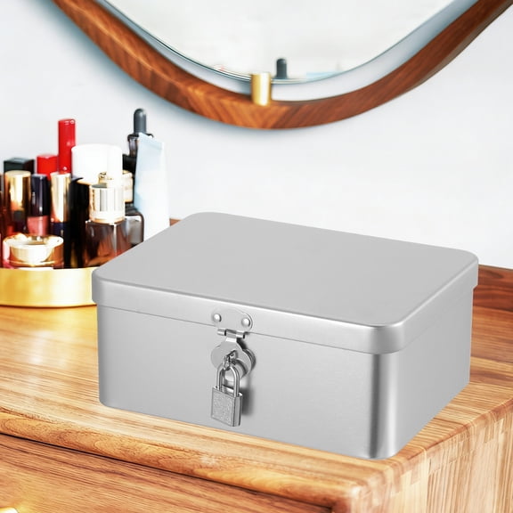 ELAYARD Tinplate Storage Box with Hinged Lid for Office, Home, Desk Organization and Small Item Storage