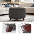 thumbnail image 6 of Hyxoo Round Ottoman, Ottoman with Storage, 24.5 Dia. x 17 H Inches Foot Rest Stool with Legs for Bedroom, Living Room, Decorative Home Furniture-24.5"D x 24.5"W x 17"H-Dark Gray, 6 of 9