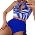 thumbnail image 2 of Trajes de baño para mujer, Trajes de baño para mujer Moda Mujer Estampado Casual Lazo Abertura Bikinis de Cintura Alta Conjuntos de Trajes de Baño para Mujer Traje de Baño, 2 of 6