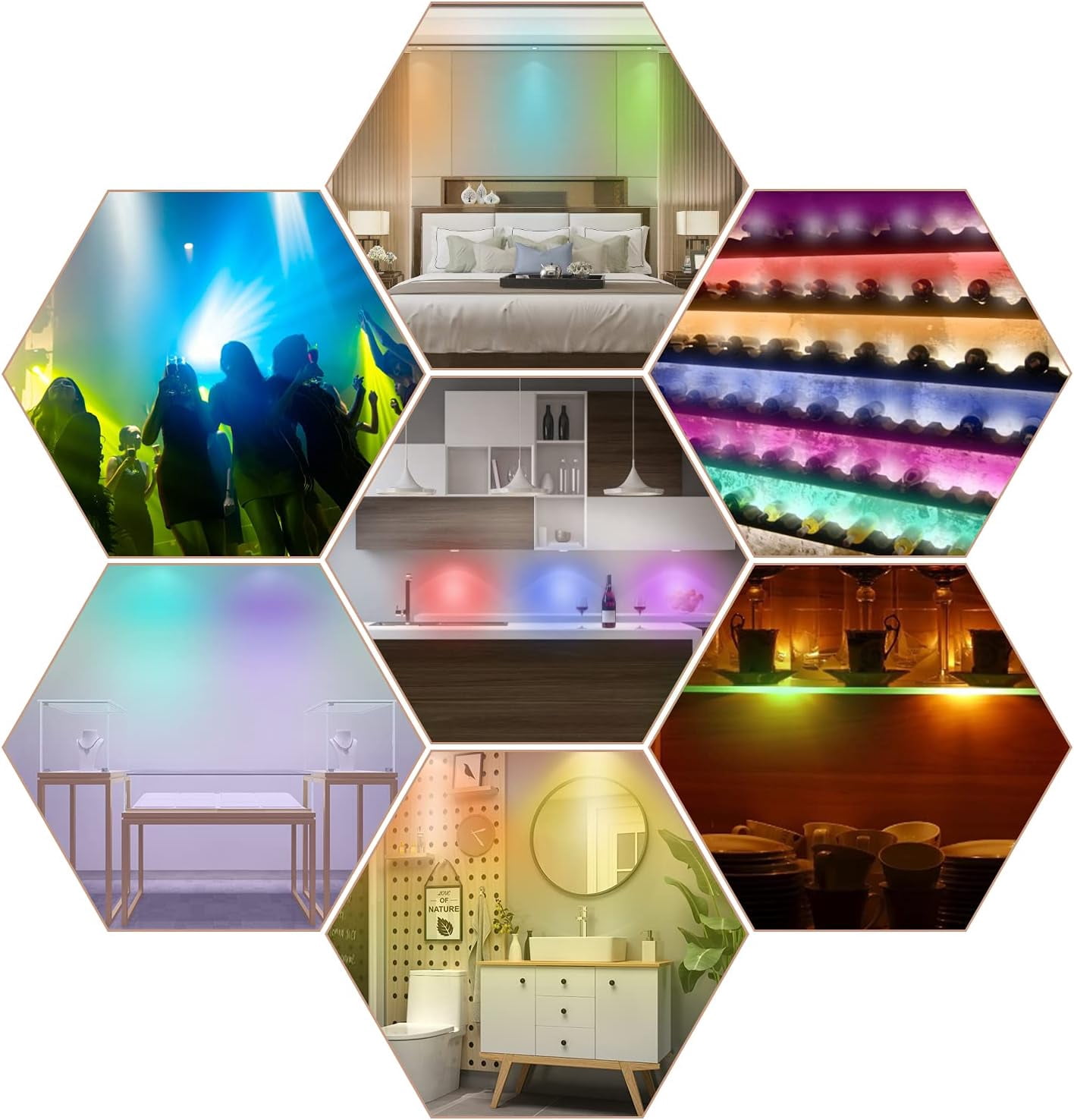 Laboreducer RGB Puck Lights with Remote, 16 Dimmable Colors Under Cabinet Lighting Kit with App-Controlled，12PCS