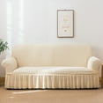 thumbnail image 5 of Homore 1 Piece Sofa Slipcover with Pleated Ruffled Skirt Washable High Stretch Durable Furniture Protector,2 Seater,Cream, 5 of 13