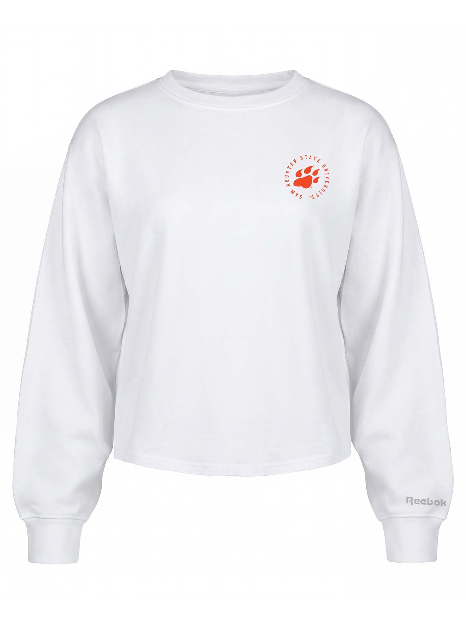 Sam Houston State Bearkats Reebok Womens White Heavyweight Cotton Long Sleeve Pullover