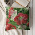 thumbnail image 3 of Throw Pillow Covers  Red Geranium Flower Print Pillow Covers Decorative Square Pillowcases Soft Cozy Cushion Cases for Couch Sofa Bed Bedroom Living Room, 3 of 5