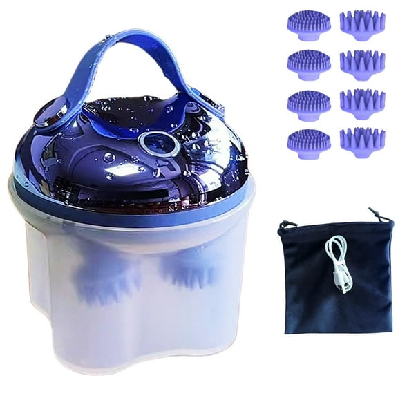 Electric Head Scalp Massager, Rechargeable IPX7 Waterproof Scalp Massager, 2 Sets 8 Detachable Claws, 360° Kneading for Stress Relax, Deep Clean & Hair Growth (Purple)