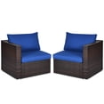 thumbnail image 5 of Costway 4PCS Patio Rattan Corner Sofa Sectional Furniture Set Navy Cushion, 5 of 11