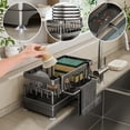 thumbnail image 3 of Bxaolu Stainless Steel Sponge Holder with Kitchen Sink Storage Rack Countertop Organizer for Dishcloth Soap Brushes Space Saving Kitchen Rack - Black, 3 of 6