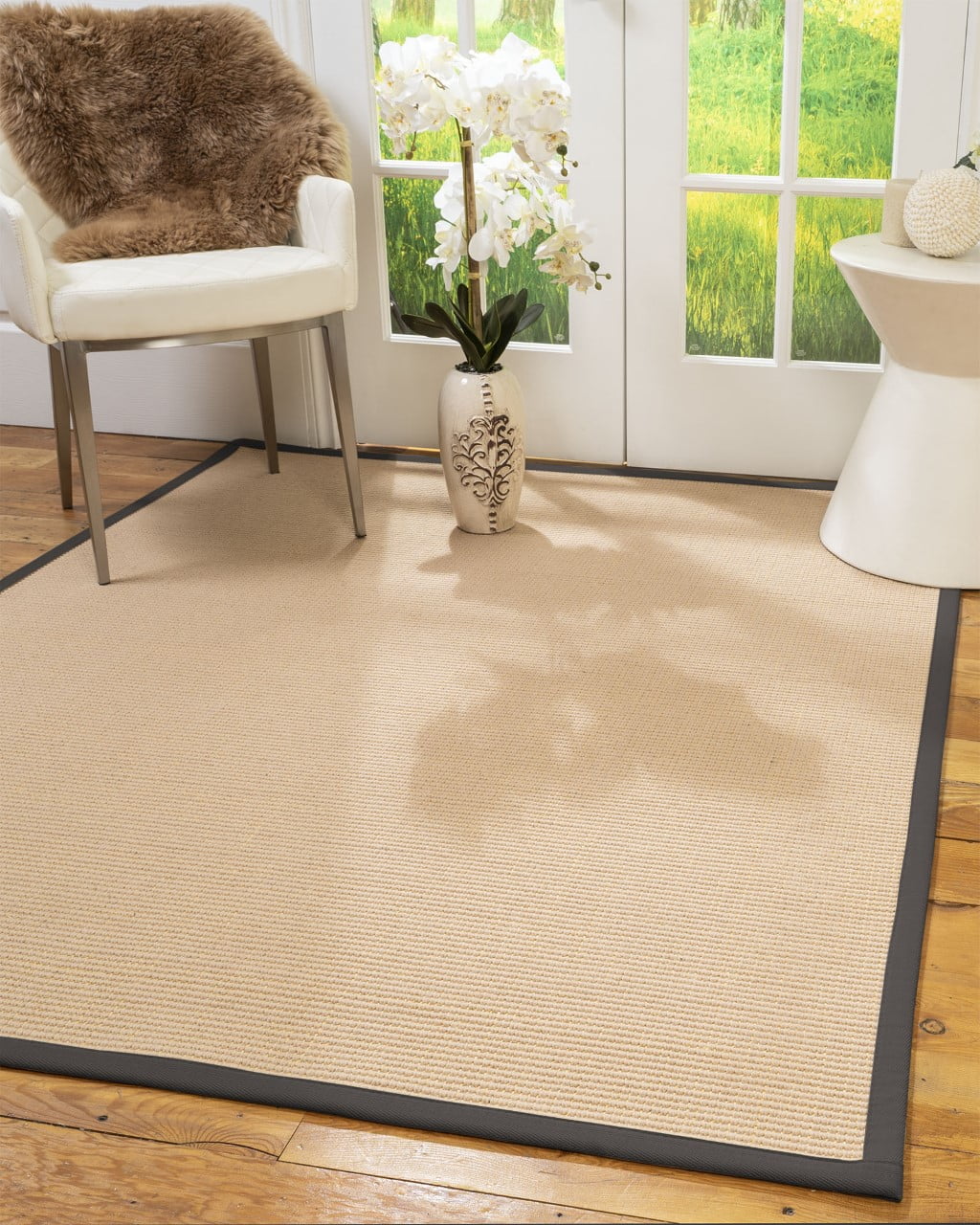 Natural Area Rugs Chelsea Custom Wool Sisal Rug, 5' x 7', Onyx Border ...