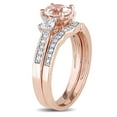thumbnail image 3 of Everly Women's Created Sapphire Created Morganite 10k Rose Gold Bridal Set, 3 of 7