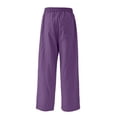 thumbnail image 6 of Cutuoiiu Women's Solid Color Drawstring Waist Cotton Linen Pants with Pockets Casual Ruched Wide Leg Trousers Gifts, 6 of 7