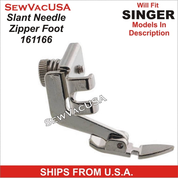 Singer Generic Metal Slant Needle Zipper Foot 161166 Fits All Slant Needle Machines