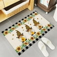 thumbnail image 5 of Kitchen Rugs Set of 2 Spring Sunflower Gnome Kitchen Mats Rugs Non Skid Washable Anti Fatiguee Black White Buffalo Plaid Water Absorption Doormat Carpet for Bedroom/Bathroom 17x30in+17x63in, 5 of 6