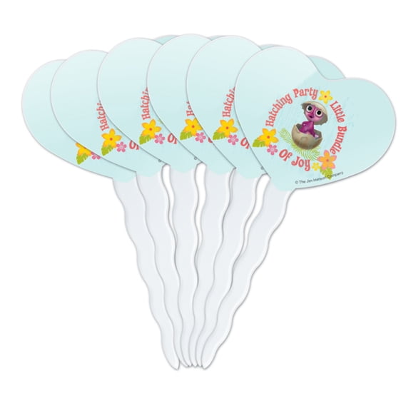 Hatching Party Little Bundle of Joy Baby Shower Heart Love Cupcake Picks Toppers Decoration Set of 6