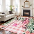 thumbnail image 2 of Eucalyptus Trucks Area Rugs 6'x9', Small Throw Rugs for Kitchen Dining room, Spring Farmhouse Floral Leaves Pink Plaid Indoor Outdoor Rug Non-Slip Low Pile Carpet Runner Reversible Floor Mats, 2 of 8
