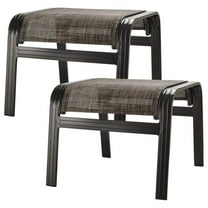 Patio Footstools Outdoor Foot Rest Aluminum Ottomans Samll Seat Wicker Furniture Patio Ottoman 2 Pieces Brown 2 Pieces-brown