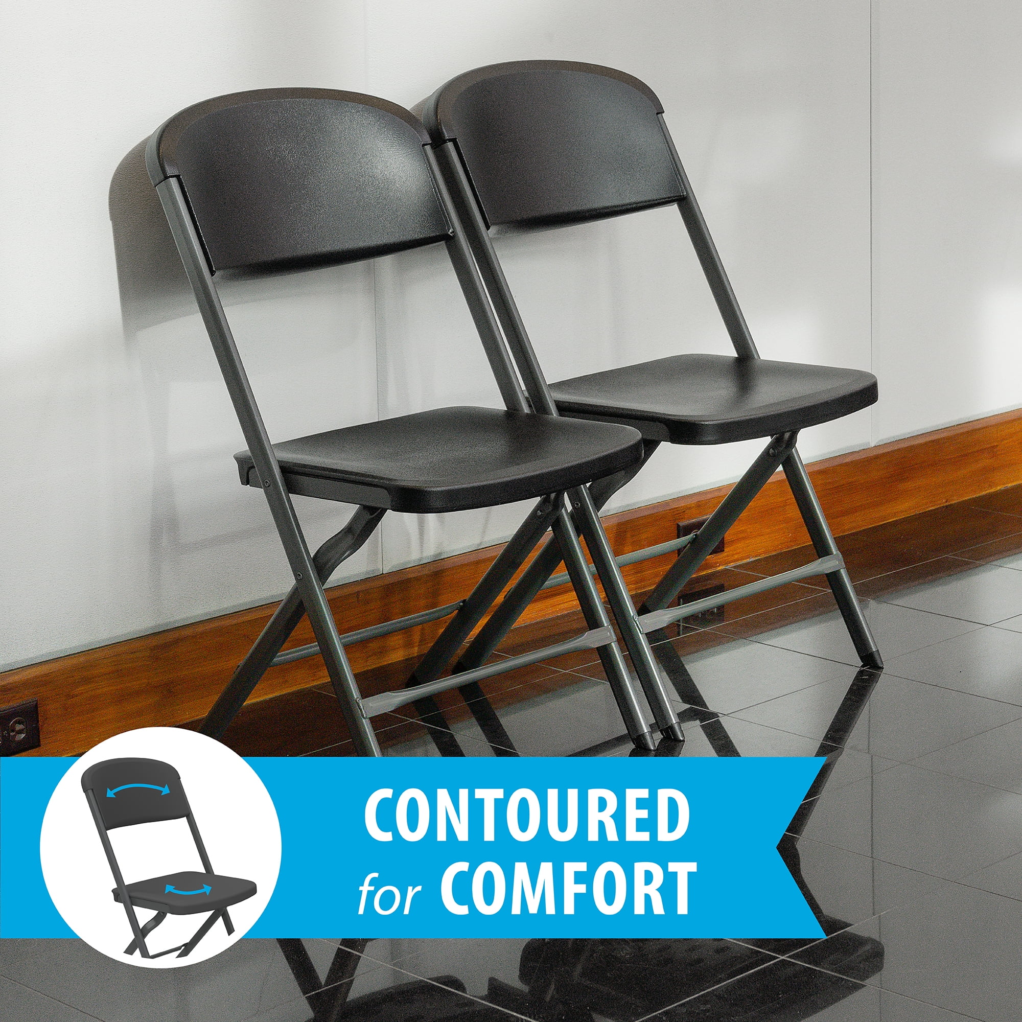 Lifetime Polyethylene Folding Chair - 4 Pack, Indoor/Outdoor (Commercial Grade)- Black (81159)