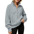 thumbnail image 2 of Ruyang Kids Zip Up Hooded Sweatshirt Long Sleeve Jacket Pockets Loose Coat Fall Warm Outerwear for Girls, 2 of 7